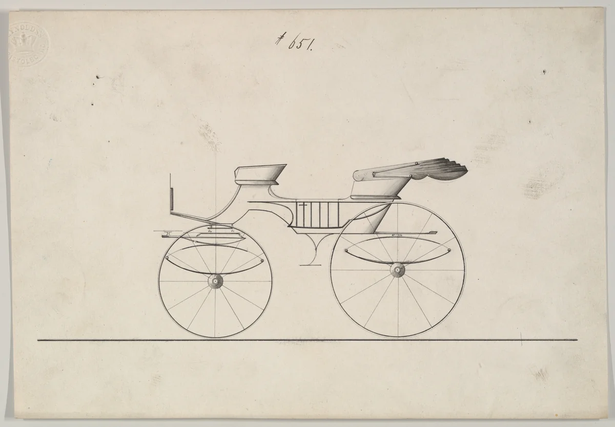 Design for Phaeton, no. 651 by Brewster & Co., drawing, 1850-1874