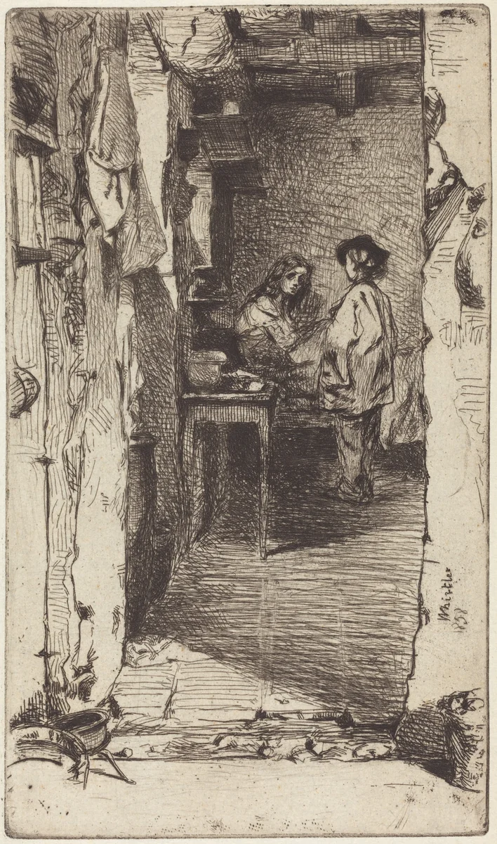 Rag Pickers, Quartier Mouffetard, Paris by James McNeill Whistler, print, 1858