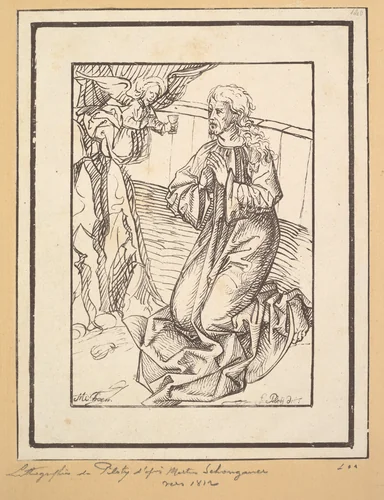 Christ in Gethsemene by Ferdinand Piloty, print, 1800-1844