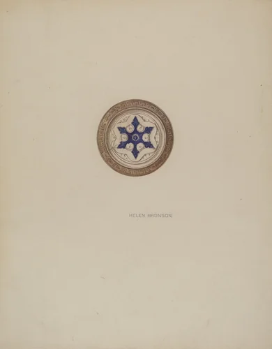 Mirror Support - Blue Six Point Star by Helen Bronson, index of american design, 1941