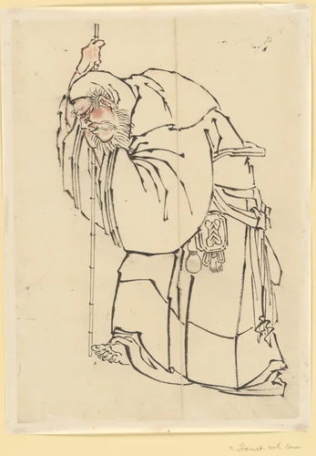 Hermit with a Staff by Katsushika Hokusai (葛飾 北斎), painting, 1760-1849