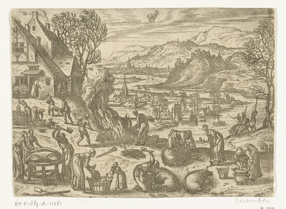 December by Pieter van der Borcht, print, 1545-1608
