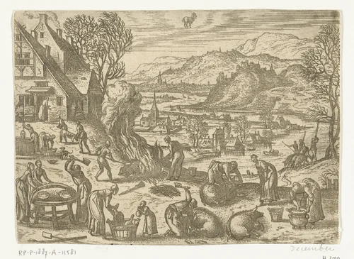 December by Pieter van der Borcht, print, 1545-1608