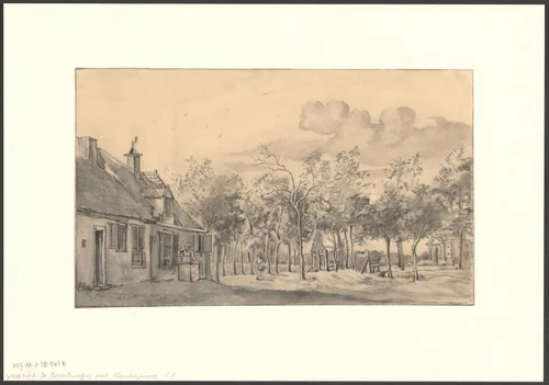 Gezicht op de Roomtuintjes en de Muiderpoort by anonymous, drawing, 1817-1899