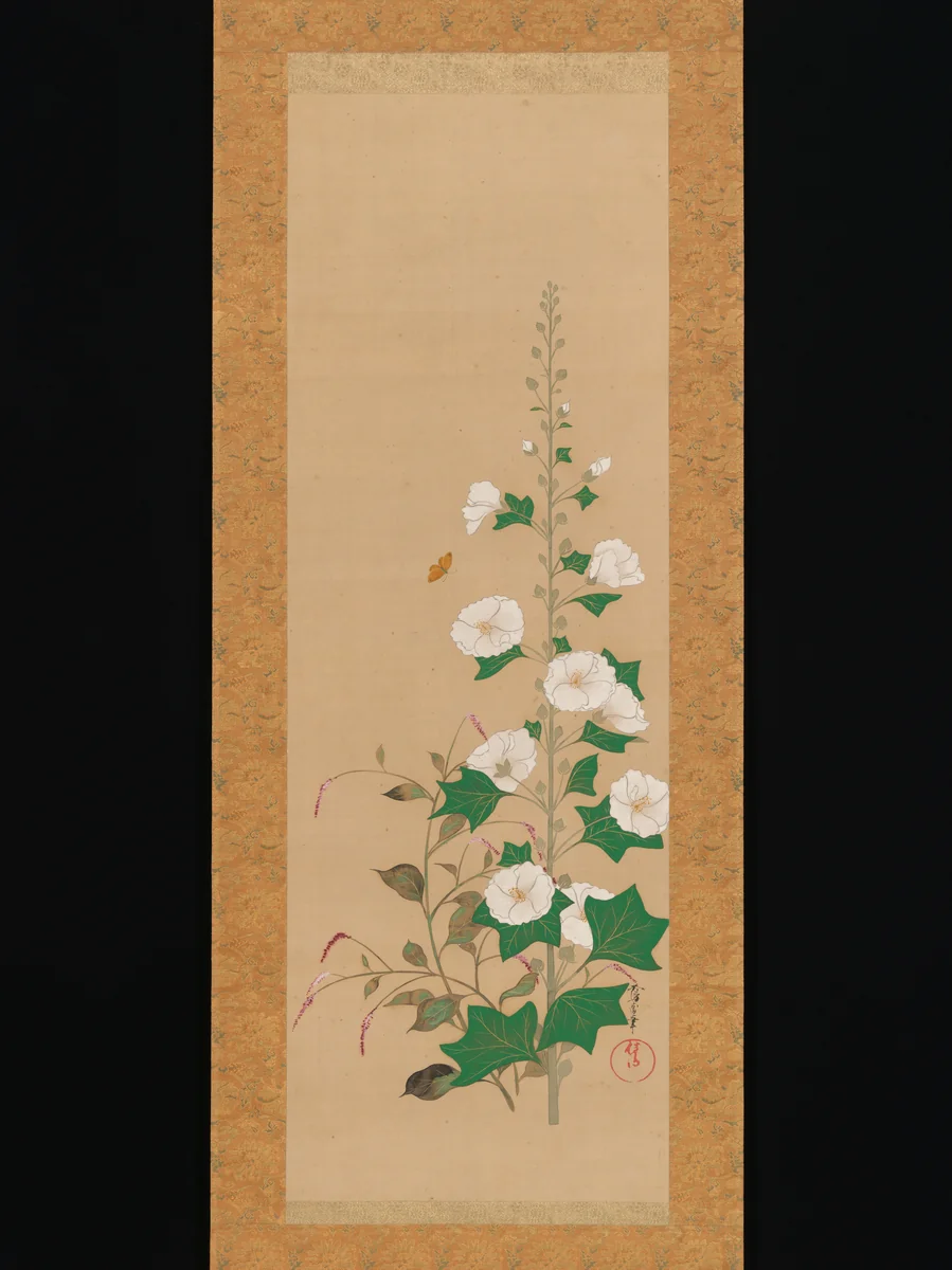 Hollyhocks and Prince’s-Feather Flowers by Sakai Ōho, painting, 1808-1841