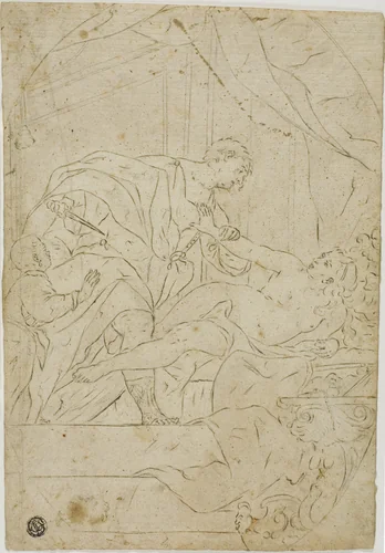 Rape of Lucretia by Giovan Gioseffo Dal Sole, drawing, 1700-1799