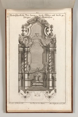 Design for a Monumental Altar, Plate i from 'Unterschiedliche Neu Inventierte Altäre mit darzu gehörigen Profillen u. Grundrißen.' by Johann Michael Leüchte, book, 1750-1756