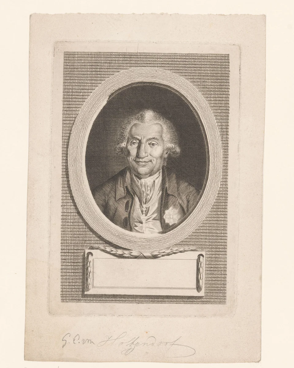 Portret van Georg Ernst von Holtzendorff by Frederik Christian Carstens, print, 1774-1794