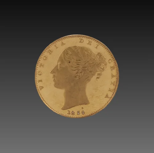 Sovereign: Victoria (obverse) by William Wyon, metalwork, 1839