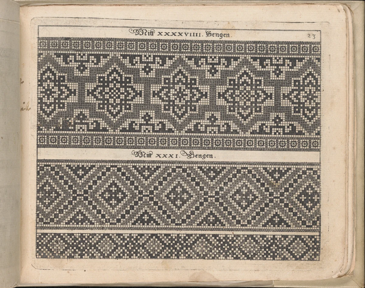 Schön Neues Modelbuch (Page 28 recto) by Johann Sibmacher, book, 1597