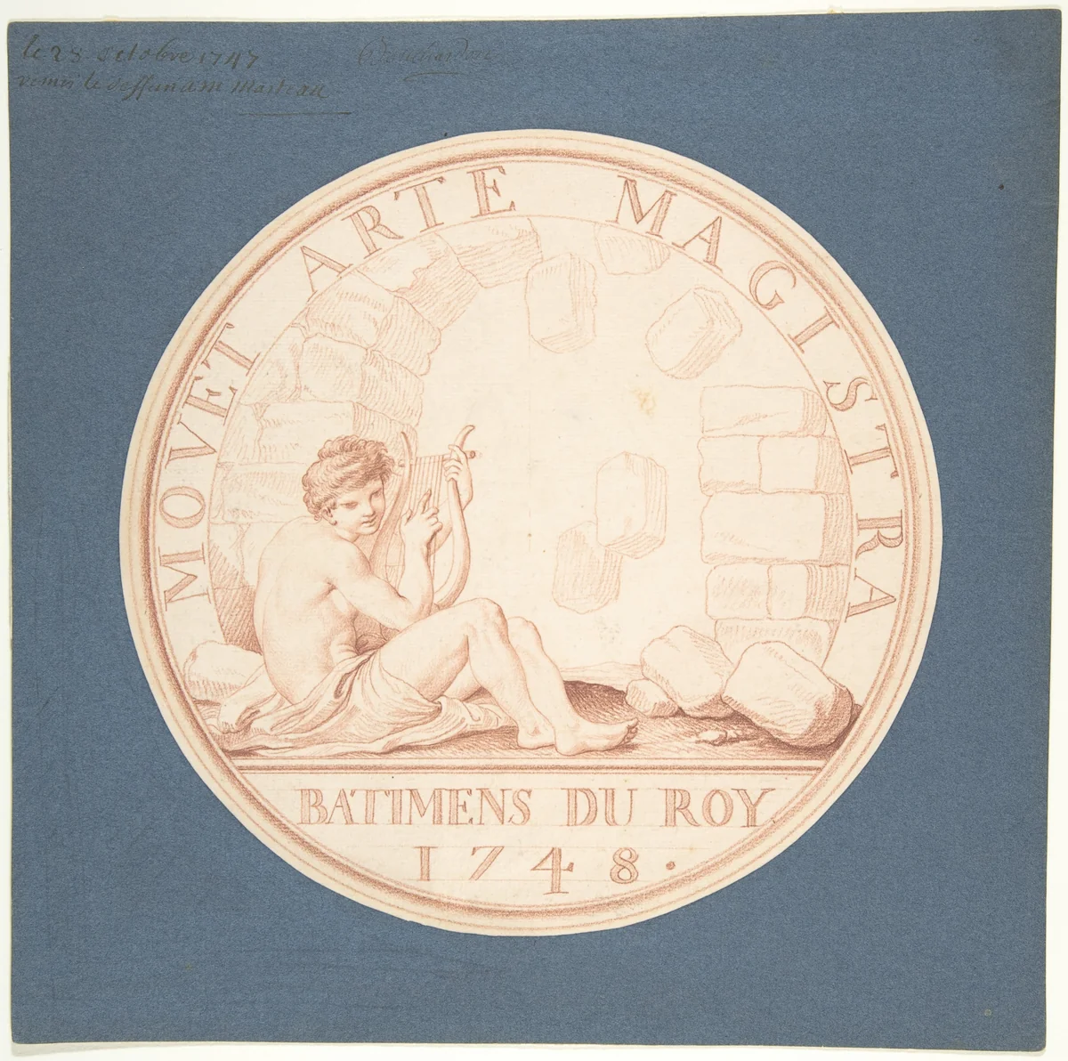 Design for a Token: Bâtiments du Roi, 1748 by Edme Bouchardon, drawing, 1748