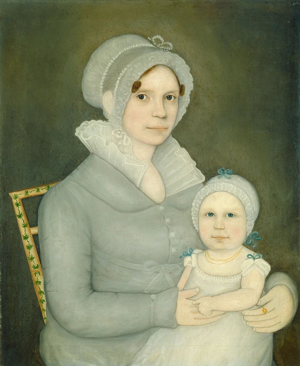 Mrs. John Harrisson and Daughter by Frederick W. Mayhew, painting, 1823