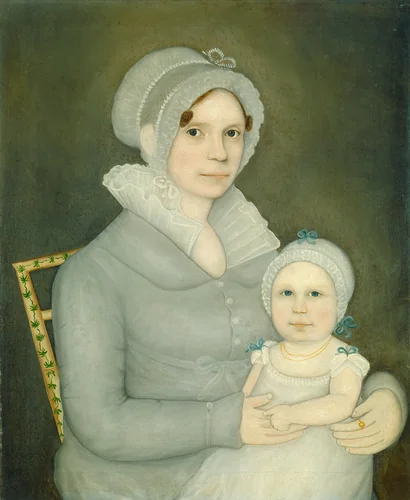 Mrs. John Harrisson and Daughter by Frederick W. Mayhew, painting, 1823
