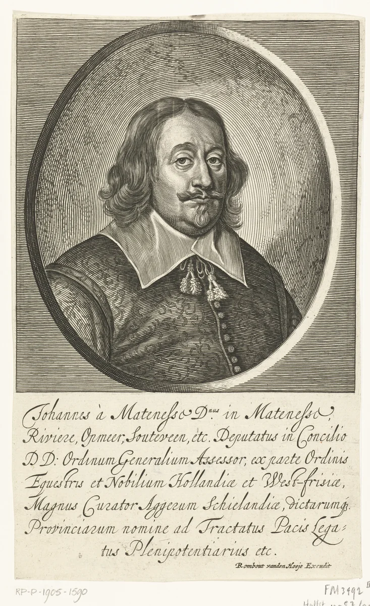 Portret Johan van Mathenesse by Pieter de Bailliu, print, 1623-1660