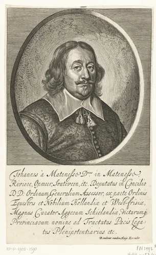 Portret Johan van Mathenesse by Pieter de Bailliu, print, 1623-1660