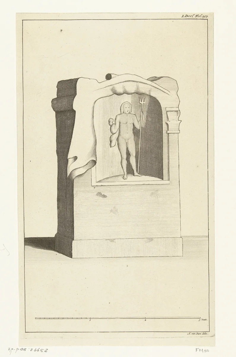Altaar van de Romeinse god Neptunus by François van Bleyswijck, print, 1732-1734