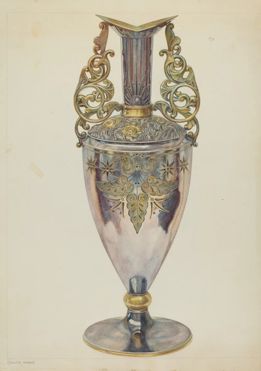 Silver Vase of "Blue" Silver by Frank M. Keane, index of american design, 1938