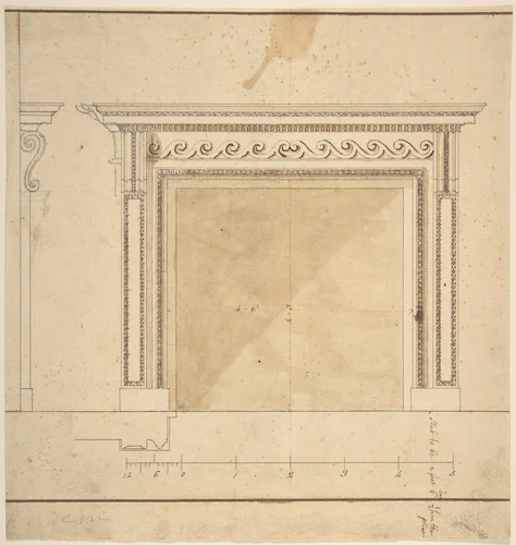 Design for a Chimneypiece with Scalloped Moldings by Sir William Chambers, drawing, 1743-1796