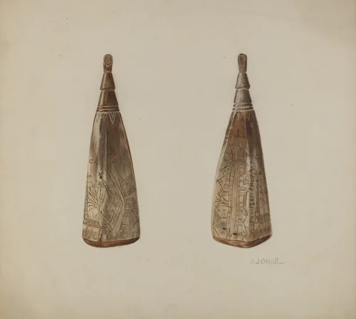 Powder Horn by J.J. O'Neill, index of american design, 1938