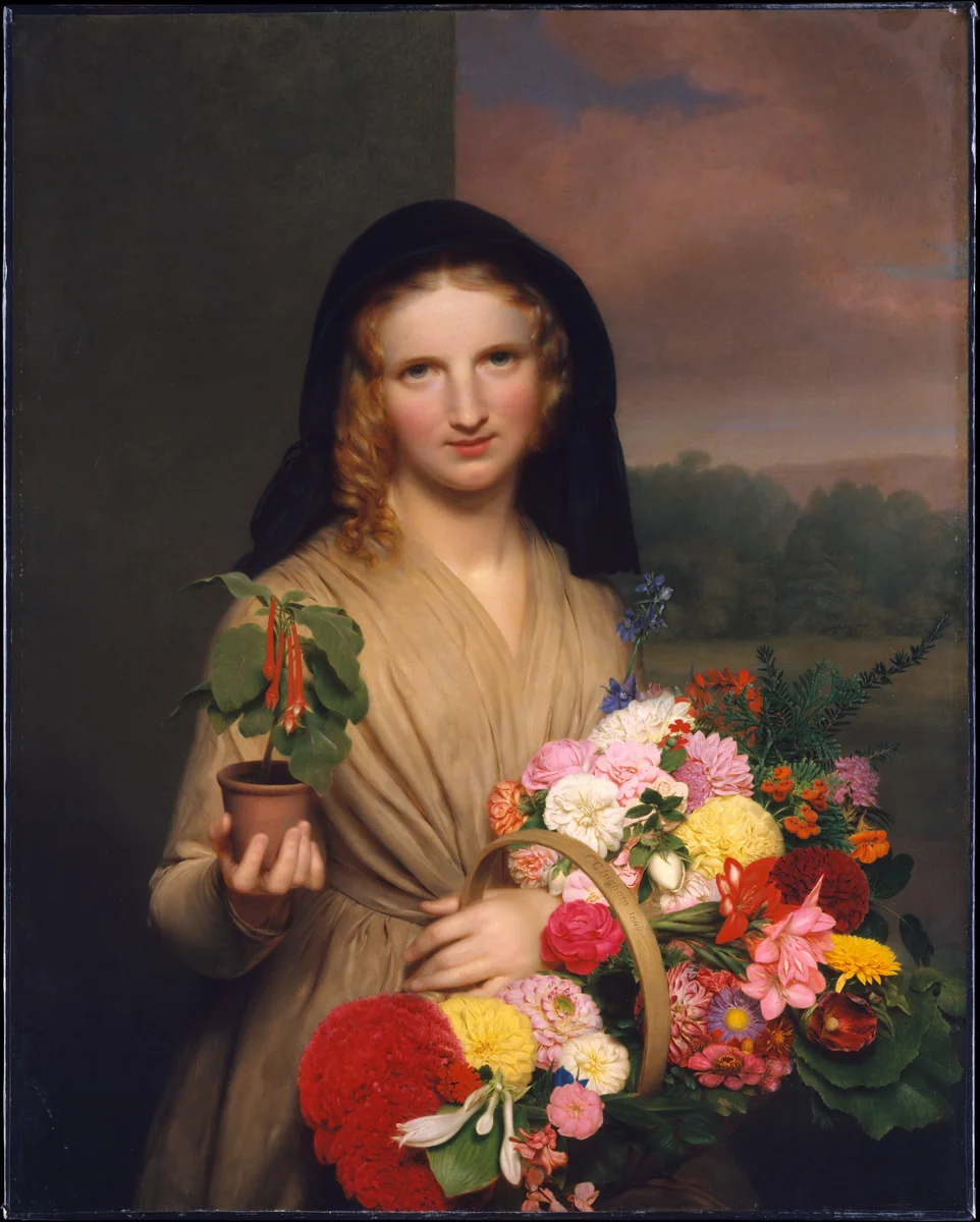 The Flower Girl by Charles Cromwell Ingham, artwork, 1846
