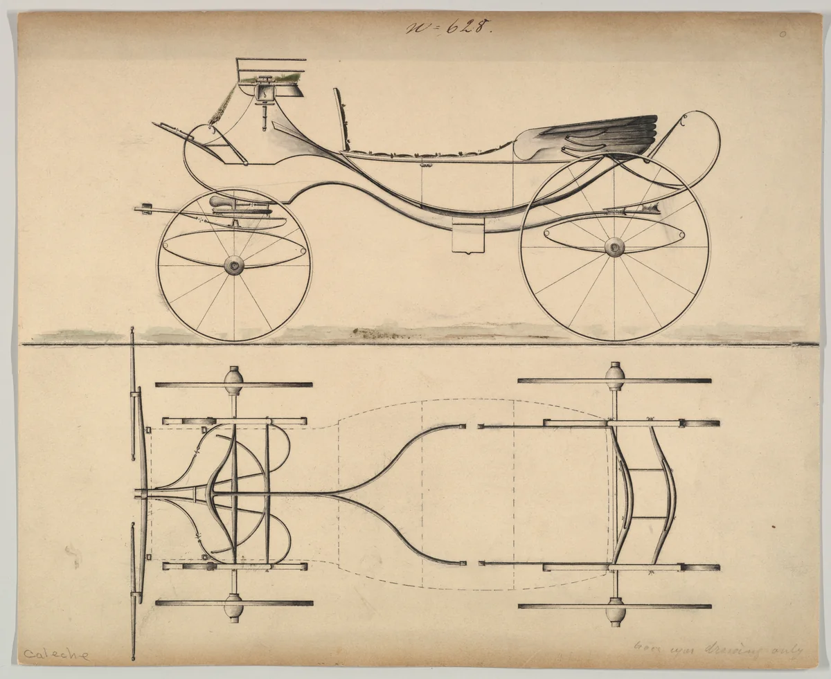 Caleche # 628 by Brewster & Co., drawing, 1850-1870