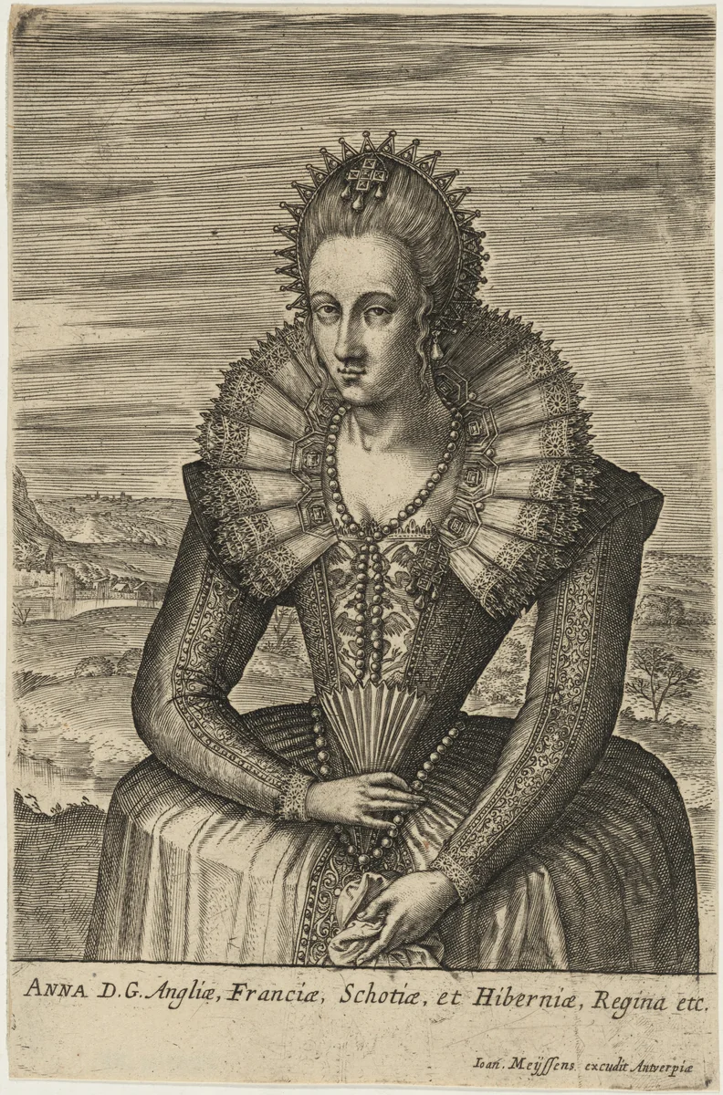 Anne of Denmark by Johan Wierix, print, 1549-1615