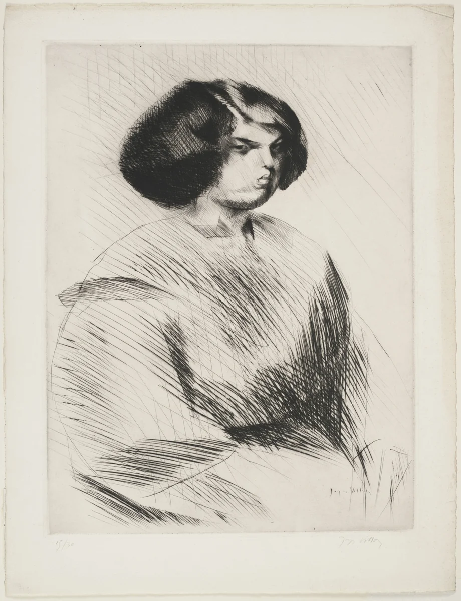 Renée, Three Quarters View (Renée de trois quarts) by Jacques Villon, print, 1911