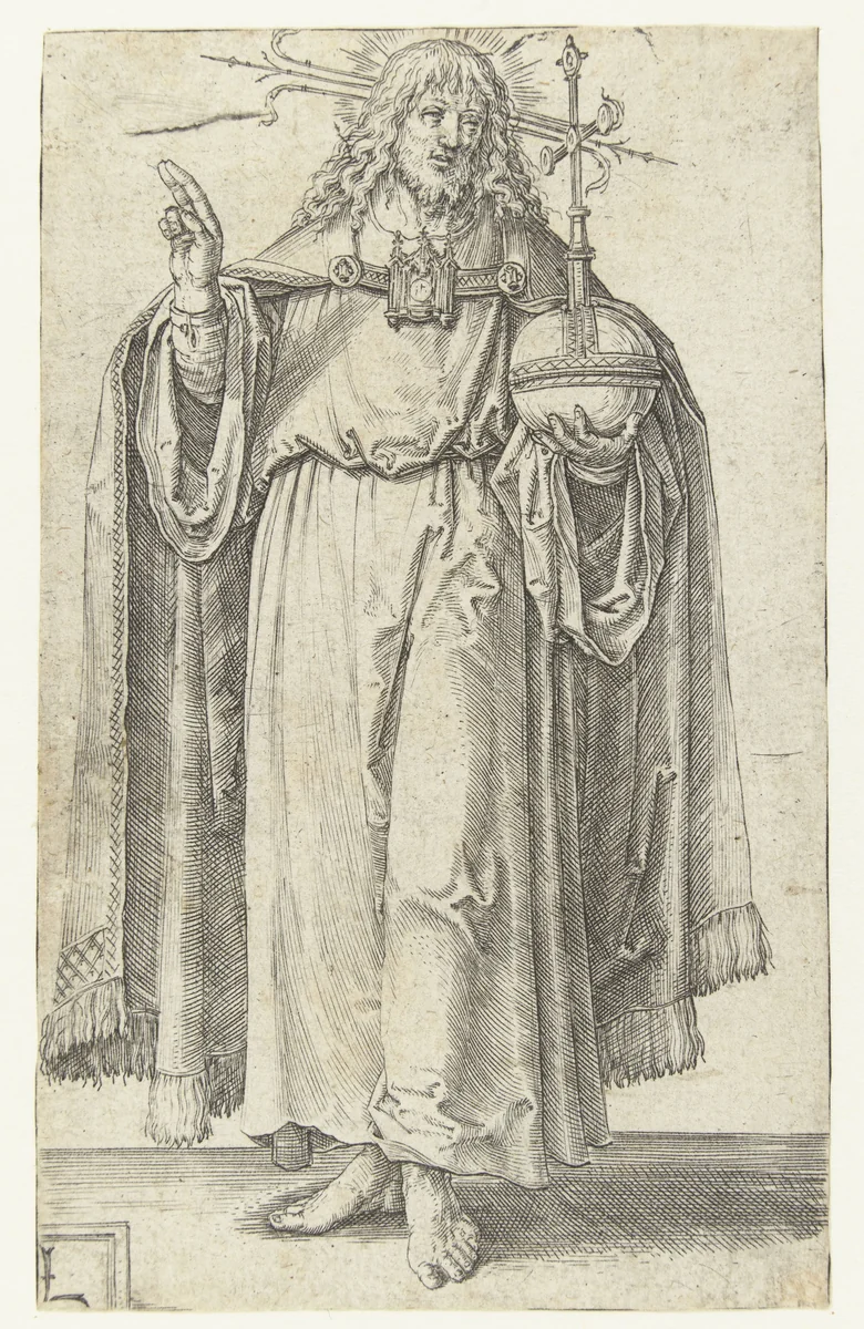Christus als Salvator Mundi by Unknown, print, 1508-1512