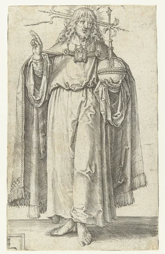 Christus als Salvator Mundi by Unknown, print, 1508-1512