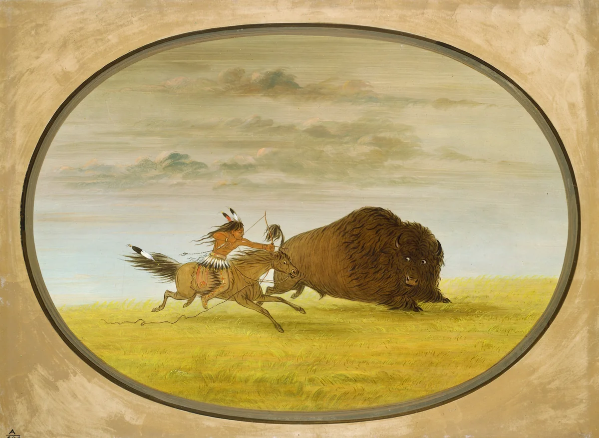 Buffalo Chase by George Catlin, painting, 1861-1869