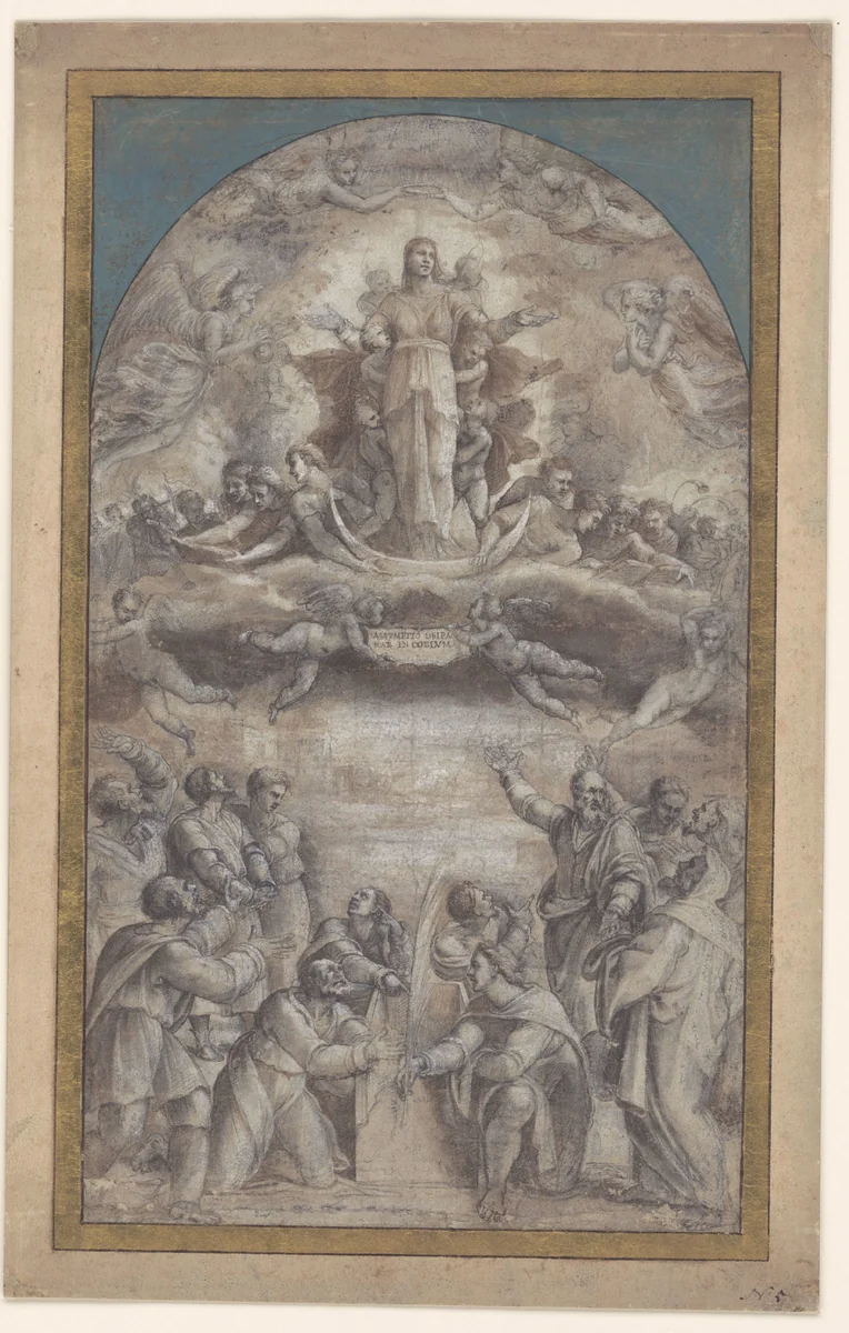 Hemelvaart van Maria by Sebastiano del Piombo, drawing, 1520-1530