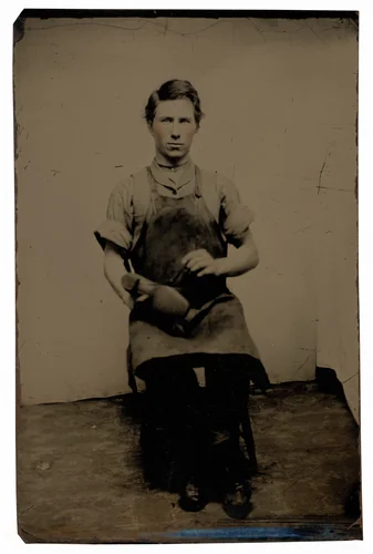 Portrait of a Shoemaker by American 19th Century, photograph, 1840-1899