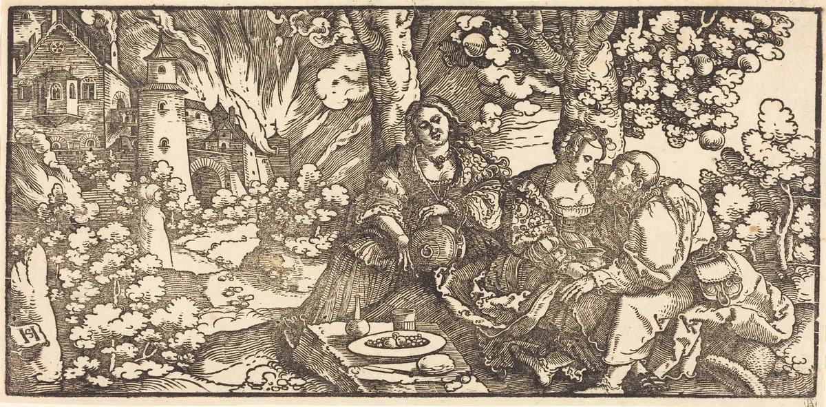 Lot and His Daughters by Hans Leonard Schäufelein, print, 1530