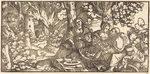 Lot and His Daughters by Hans Leonard Schäufelein, print, 1530