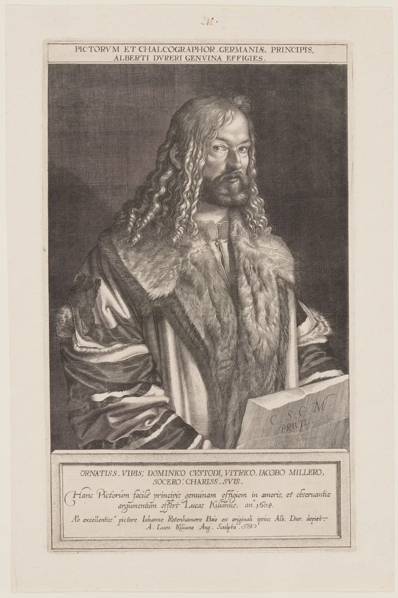 Portrait of Albrecht Dürer by Lucas Kilian, print, 1608