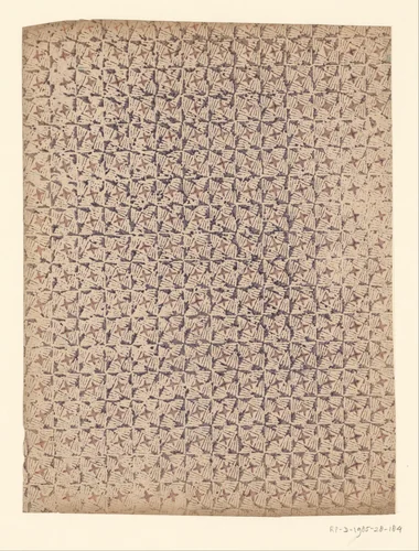 Blad met blokkenpatroon van vierkant gevuld met streepjes en sterretje by anonymous, other, 1750-1900