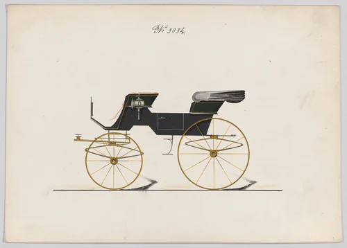 Design for 2 seat Phaeton, no. 3034 by Brewster & Co., drawing, 1874