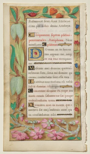 Leaf from a Book of Hours: Penitential Psalms by Noël Bellemare, manuscript, 1525-1540