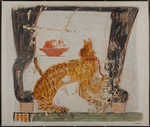 Cat Seated under a Chair by Hugh R. Hopgood, artwork
