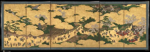 Amusements at Higashiyama in Kyoto by Kano School, painting, 1620-1629