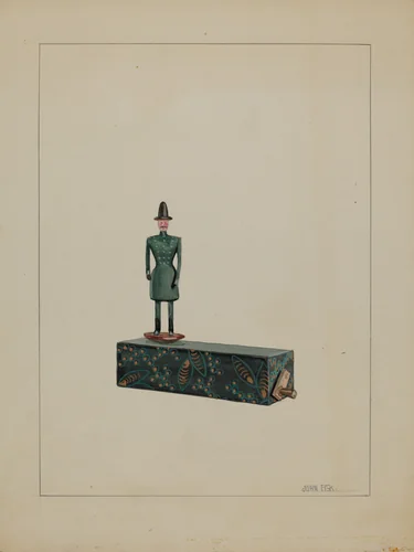 Toy - Man on Music Box by John Fisk, index of american design, 1936