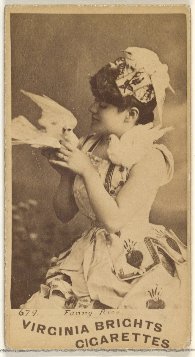 Card 679, Fanny Rice, from the Actors and Actresses series (N45, Type 1) for Virginia Brights Cigarettes by Allen & Ginter, photograph, 1885-1891