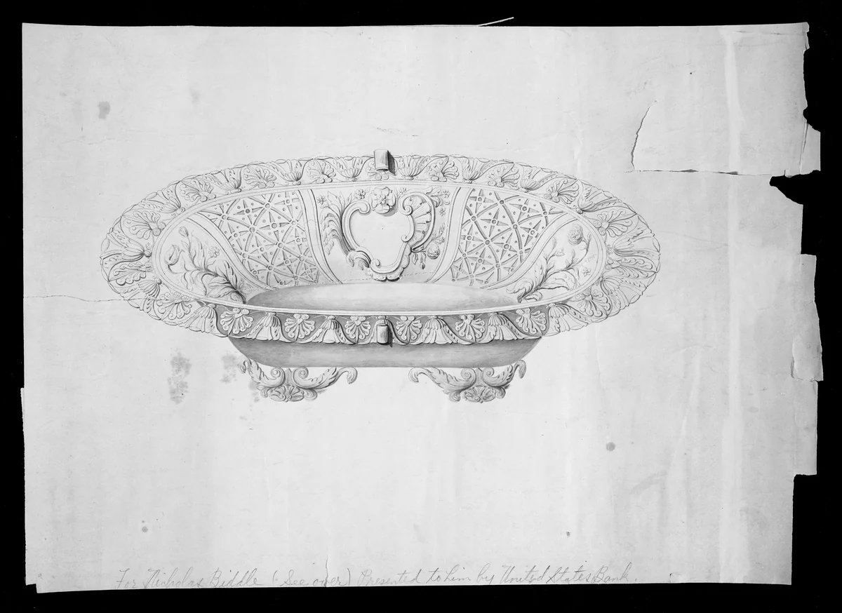Design for a fruit or bread basket by Thomas Fletcher, drawing, 1831-1842