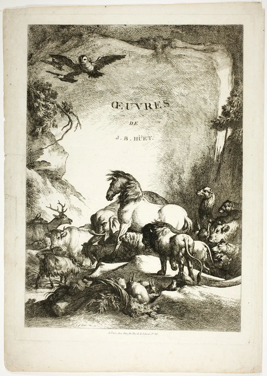 Title Page from Oeuvres de J. B. Huet by Jean Baptiste Huet, print, 1796-1799