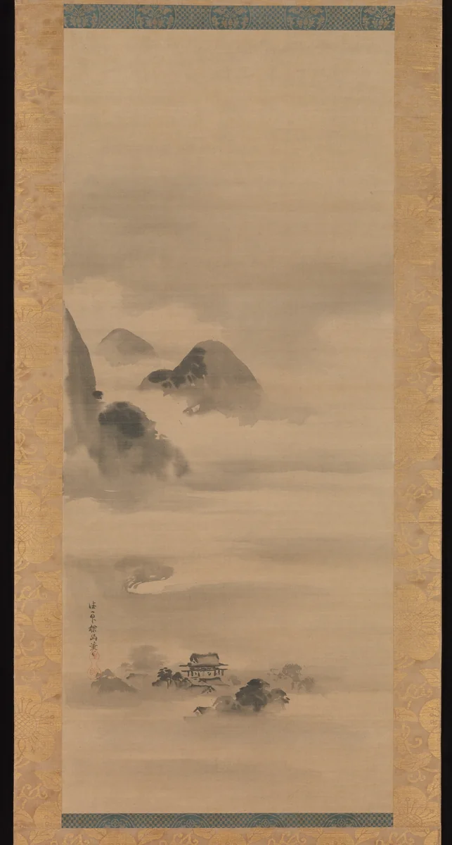 Landscape in Moonlight by Kano Tan'yū (狩野探幽), painting, 1663-1674