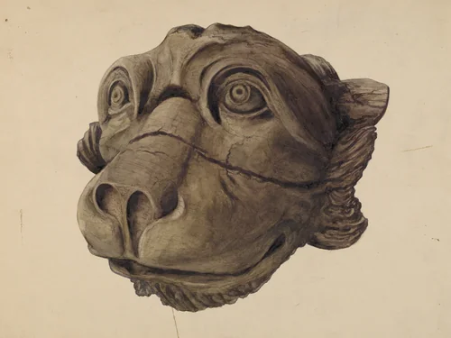 Cat Head Gargoyle by John Davis, index of american design, 1932-1945