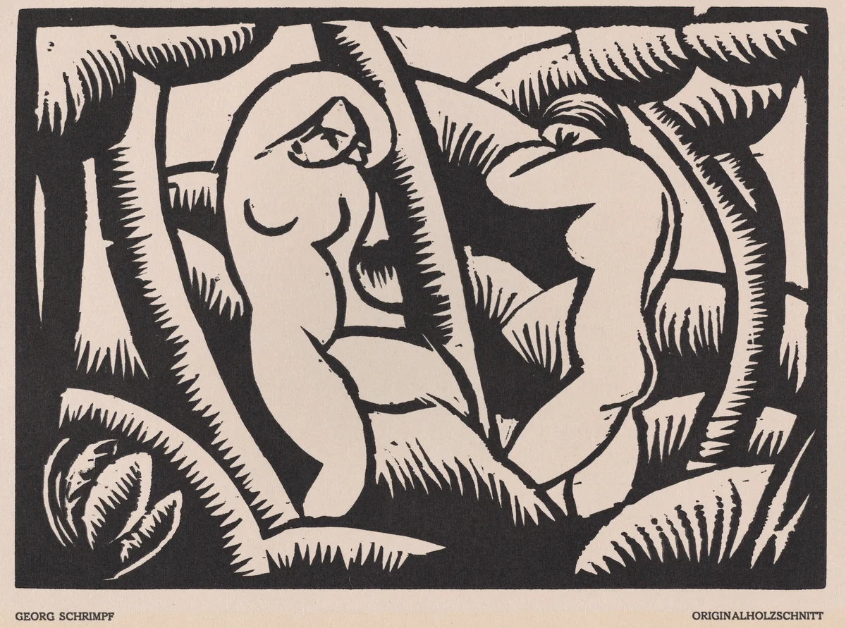 Nude IX by Georg Schrimpf, print, 1918