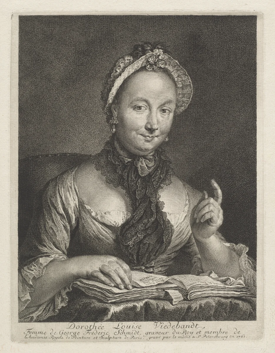Dorothée Louise Viedebandt (The Artist's Wife) by Georg Friedrich Schmidt, print, 1761