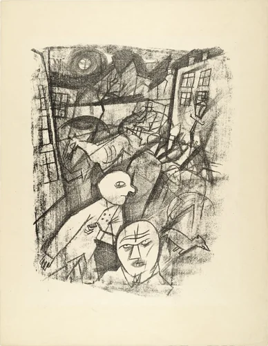Moonlit Night (Mondnacht) from The First George Grosz Portfolio (Erste George Grosz-Mappe) by George Grosz, print, 1915