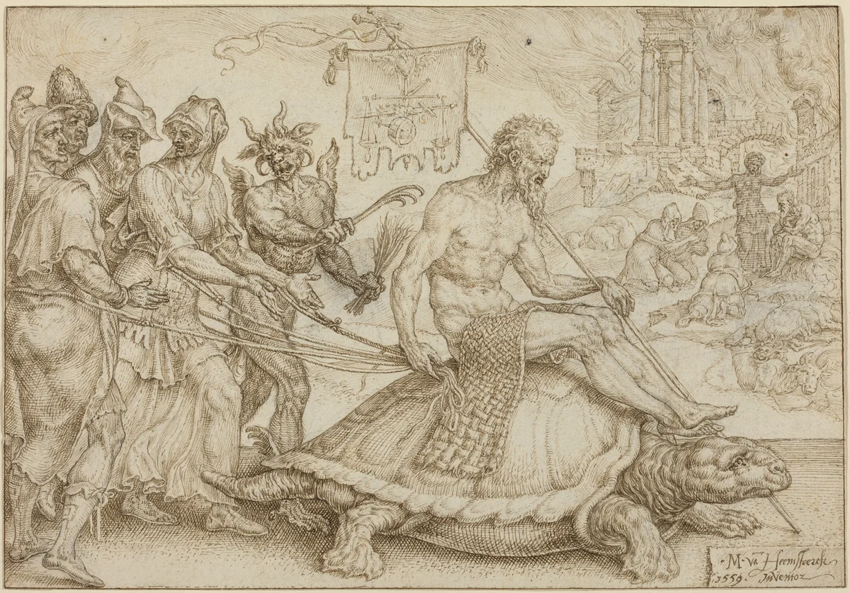 The Triumph of Job by Maerten van Heemskerck, drawing, 1559